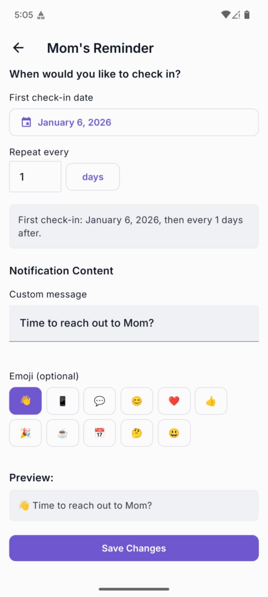 Smart notification reminding you to reach out