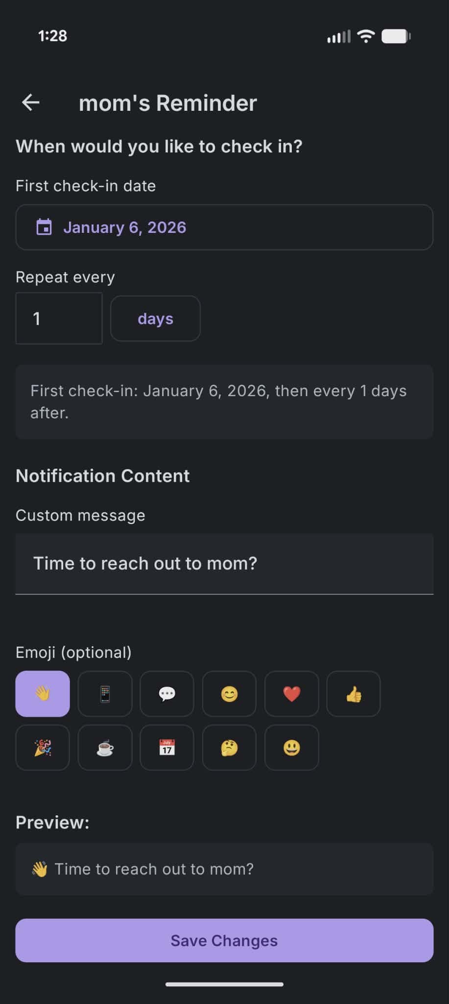 Smart notification reminding you to reach out